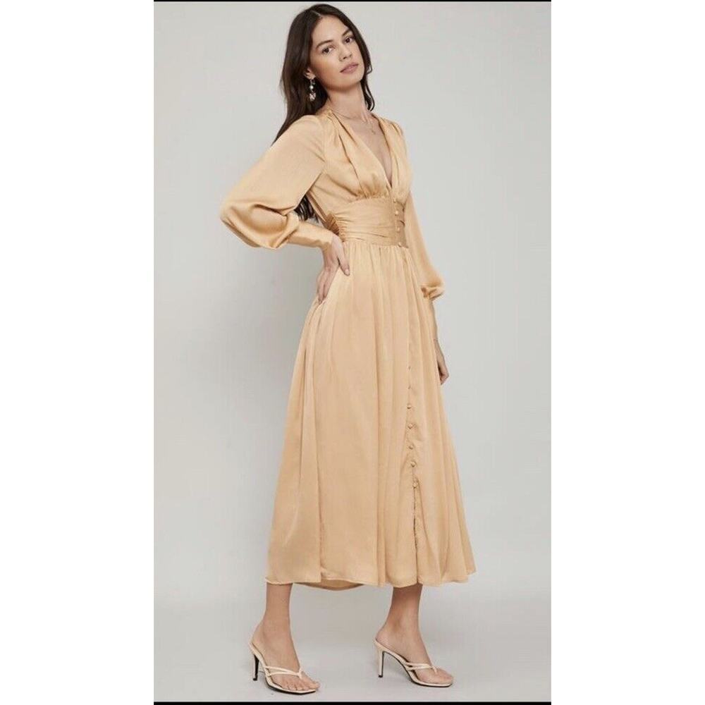 Shien Premium Dress Formal Sz S Chiffon Evening Wedding Guest Deep V Elegant NWT - Picture 4 of 16